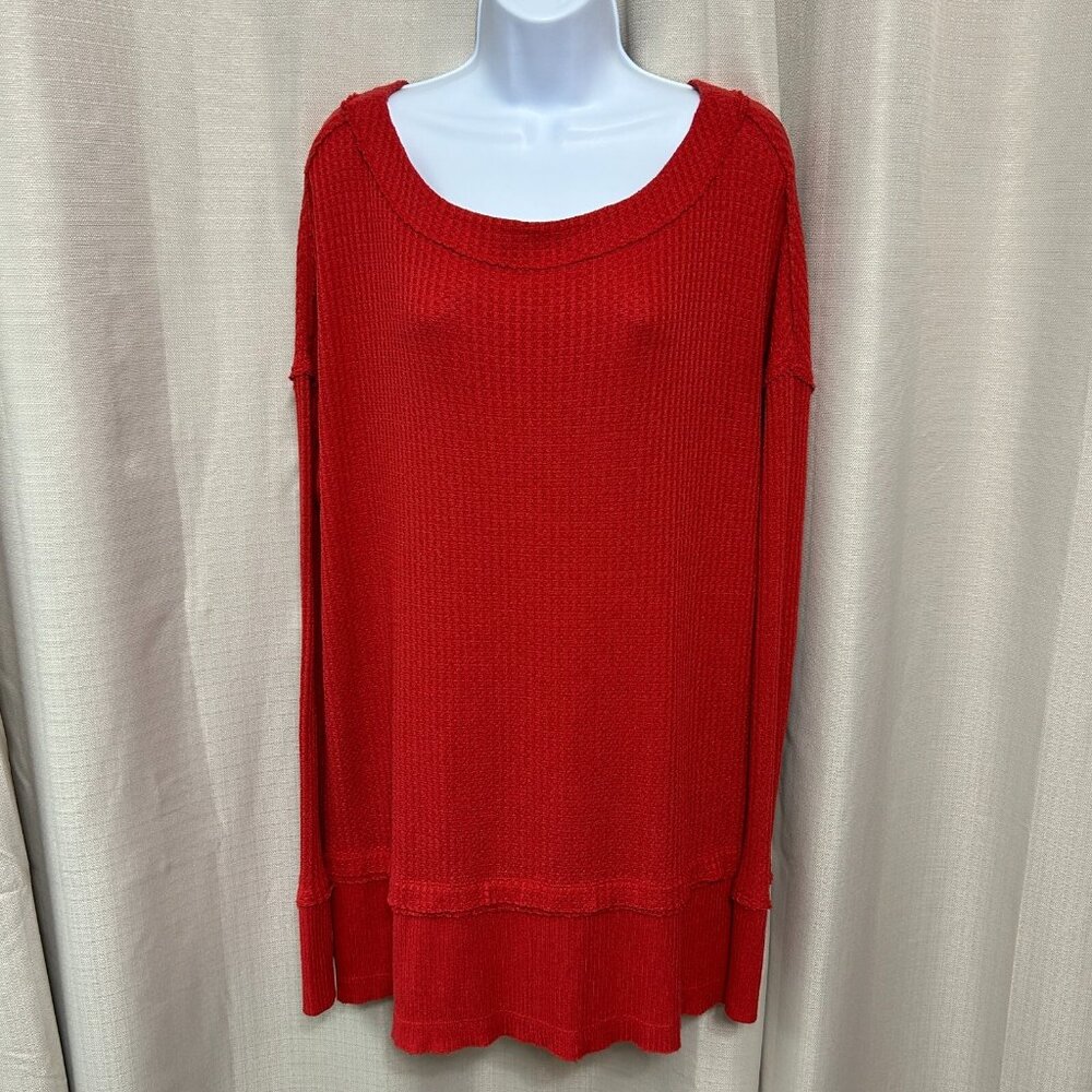 Free People We The Free North Shore Thermal Tunic Top Women's Size Small Red